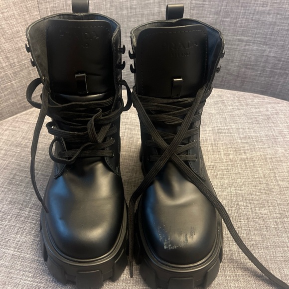 Prada Sleek Black Lace-Up Boots - Picture 1 of 16